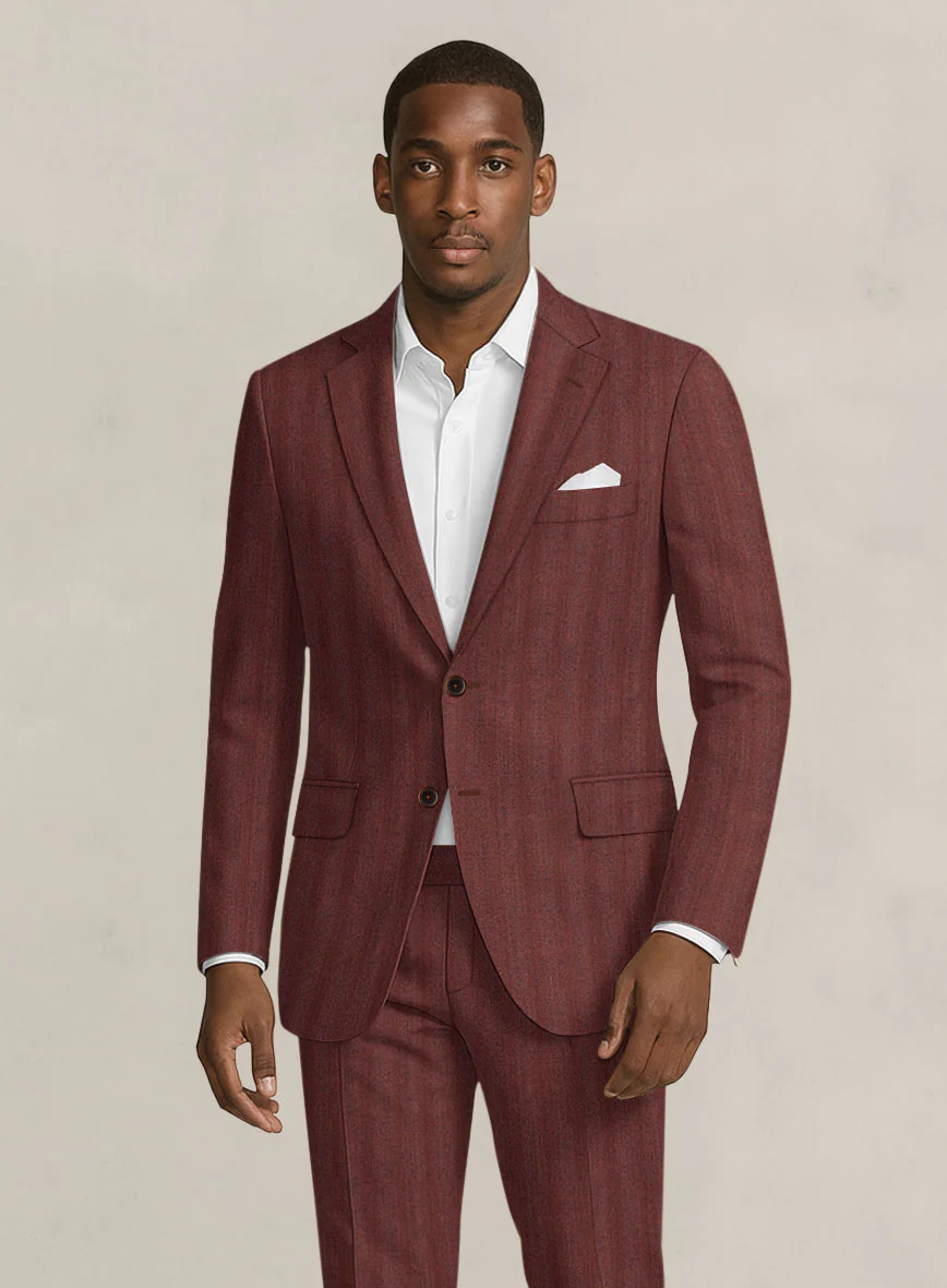 Bristol Burnt Maroon Herringbone Suit - Image 3