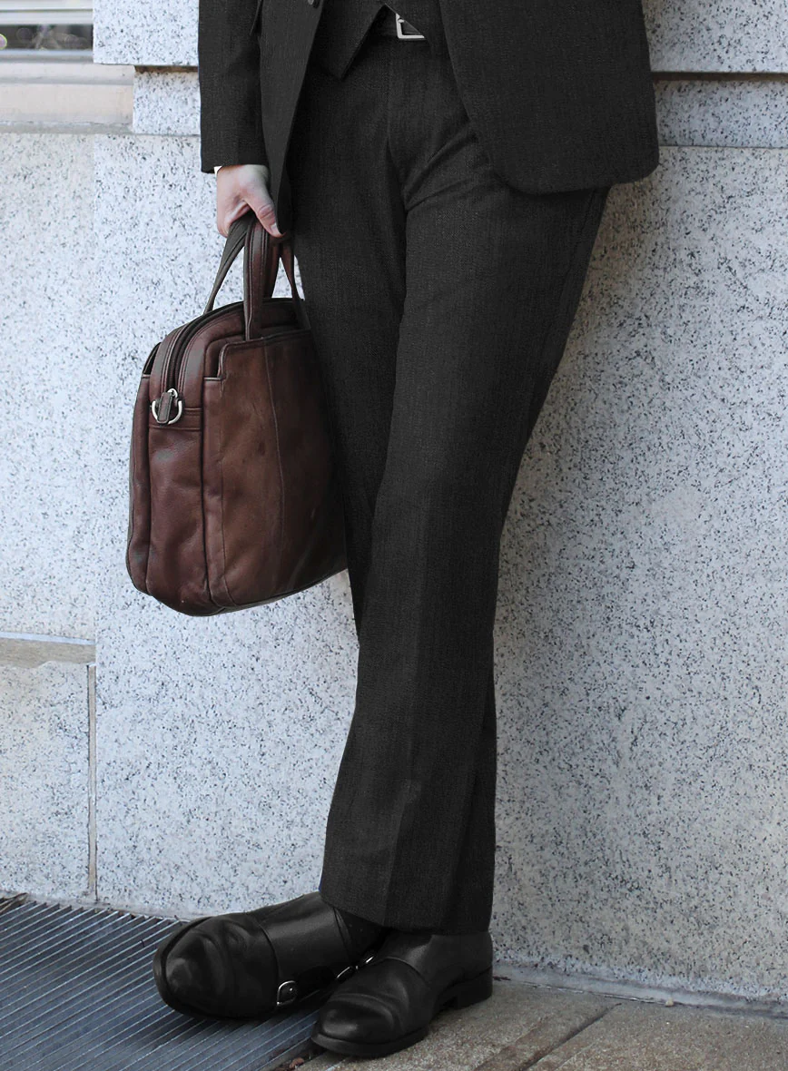 Bristol Charcoal Herringbone Pants - Image 2