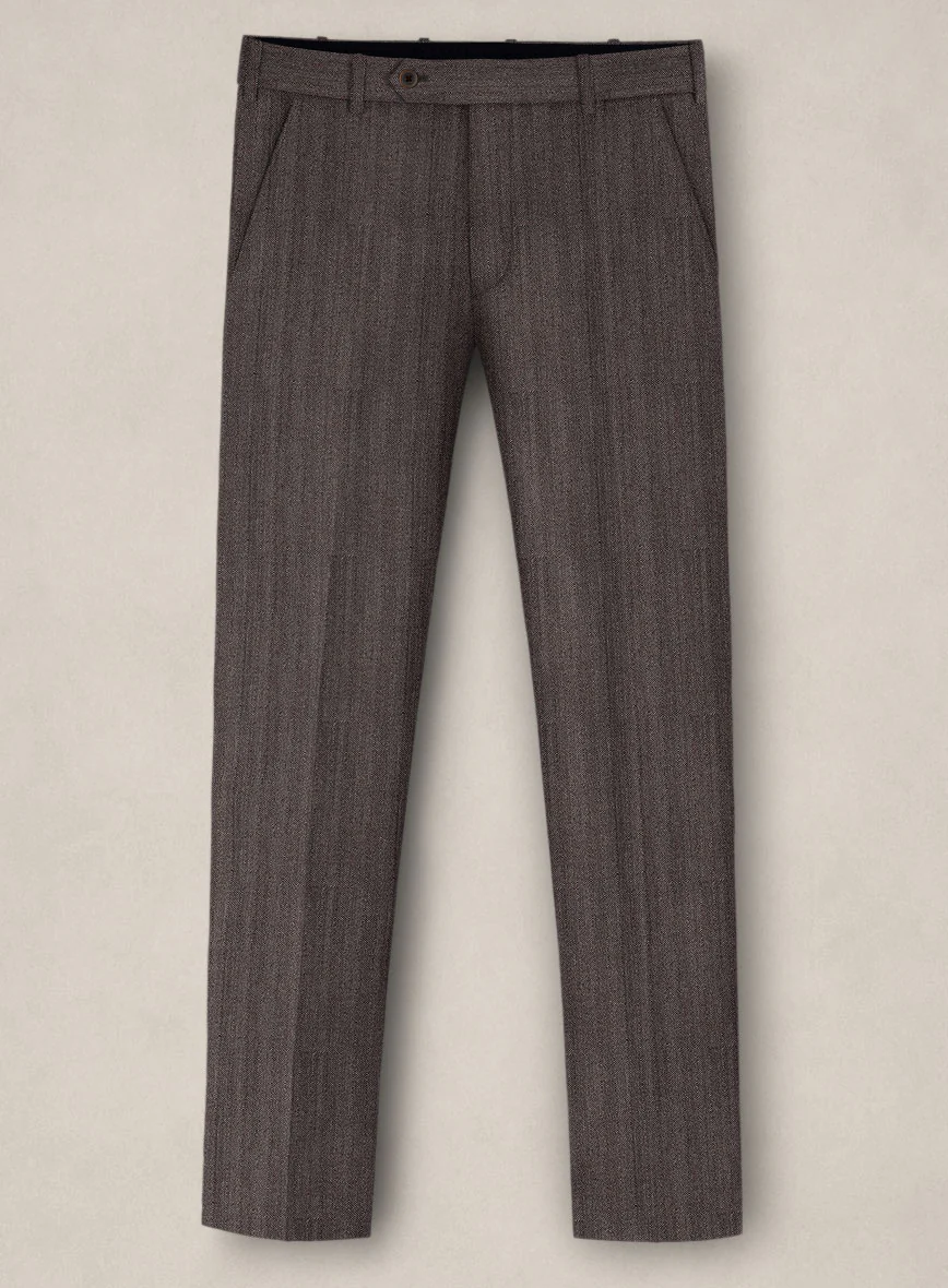 Bristol Dark Brown Herringbone Pants - Image 2