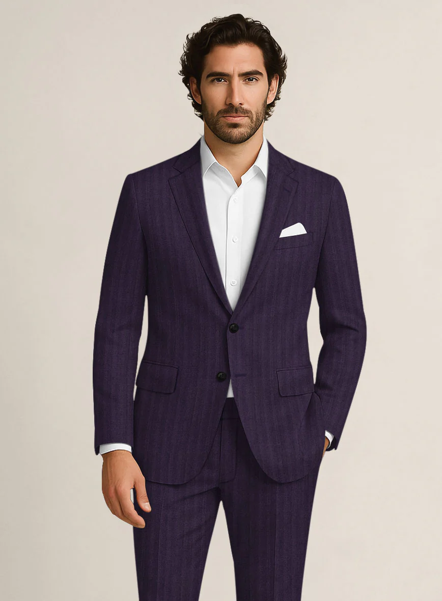 Bristol Eggplant Herringbone Suit - Image 3