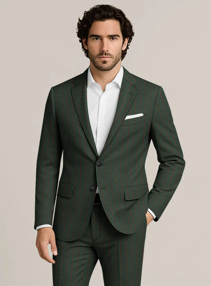 Bristol Green Rope Stripe Suit - Image 3