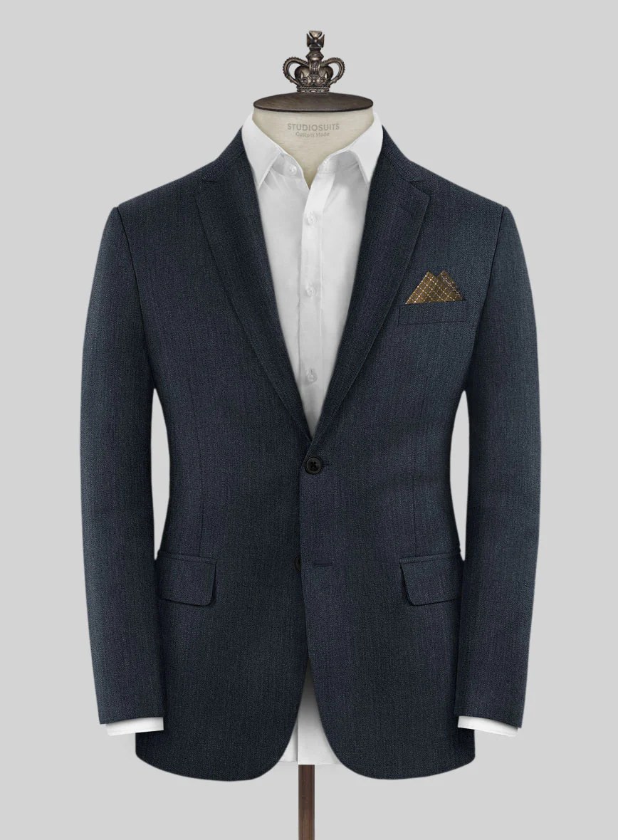 Bristol Muted Blue Herringbone Suit - Image 3