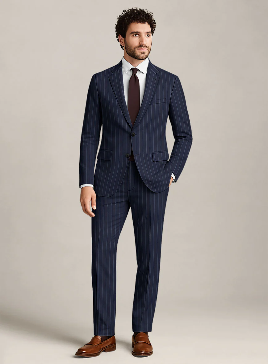 Bristol Navy Blue Rope Stripe Suit