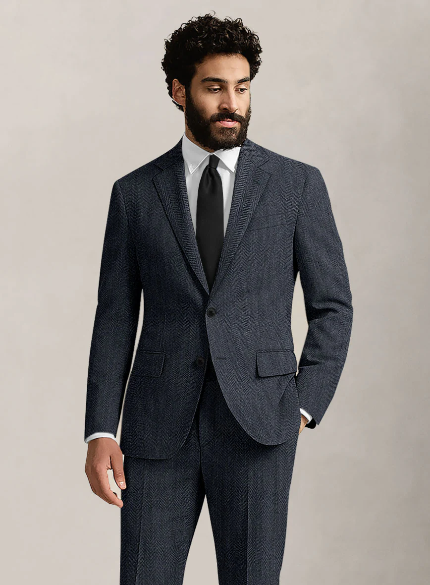 Bristol Steel Blue Herringbone Suit - Image 3