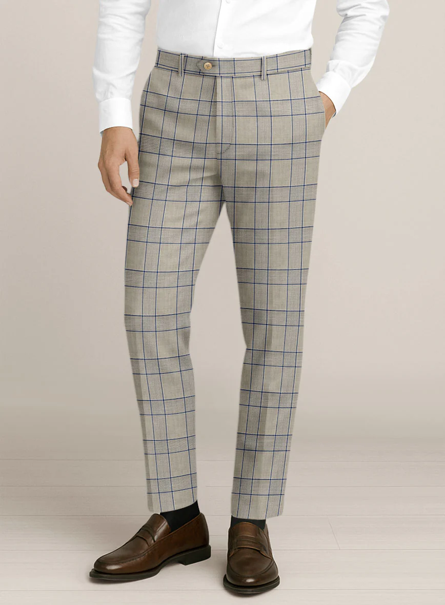 Bristol Stone Beige Windowpane Suit - Image 5
