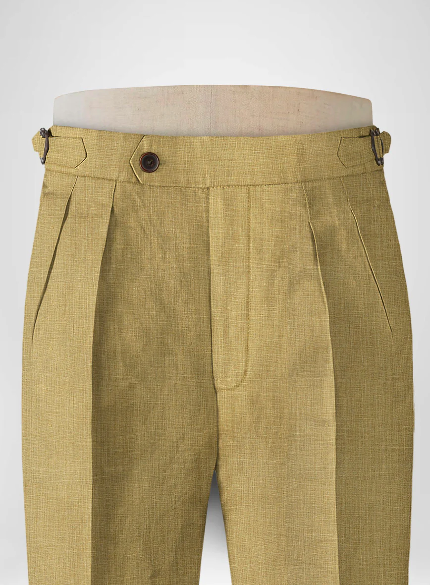 British Khaki Linen Highland Trousers - Image 2