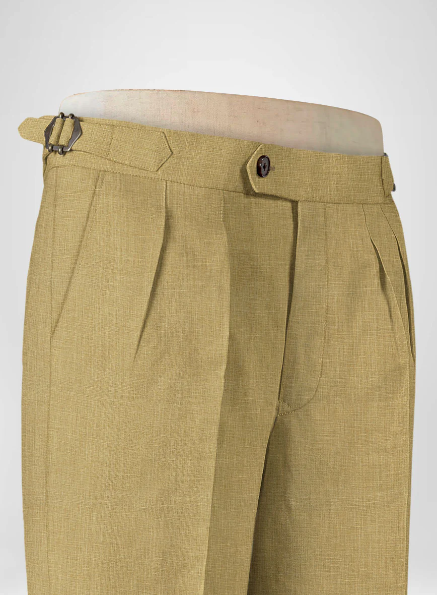 British Khaki Linen Highland Trousers - Image 3