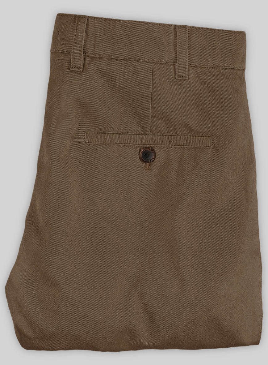 Washed Brown Feather Cotton Canvas Stretch Chino Pants - Image 2