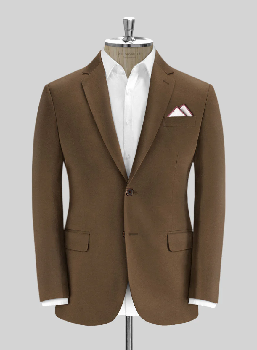 Brown Feather Cotton Canvas Stretch Suit - Image 2