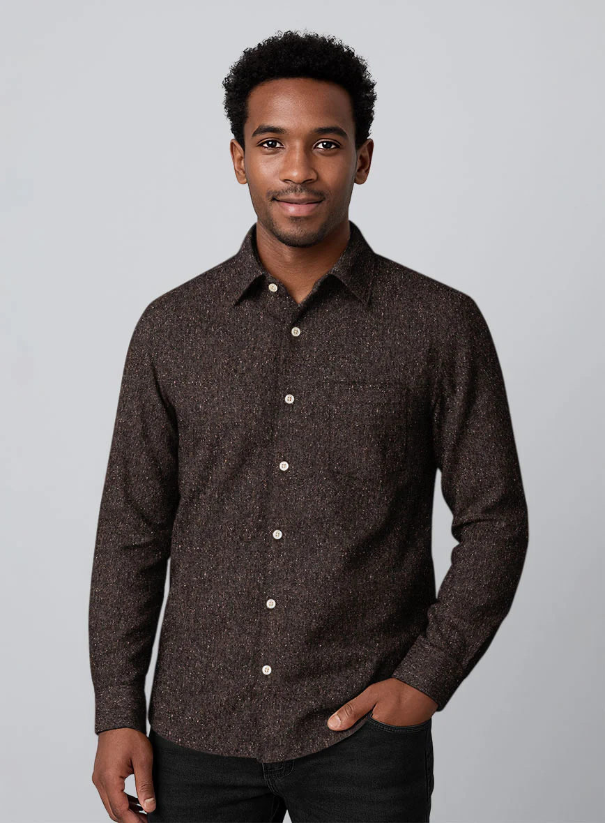 Brown Flecks Donegal Tweed Shirt - Image 2