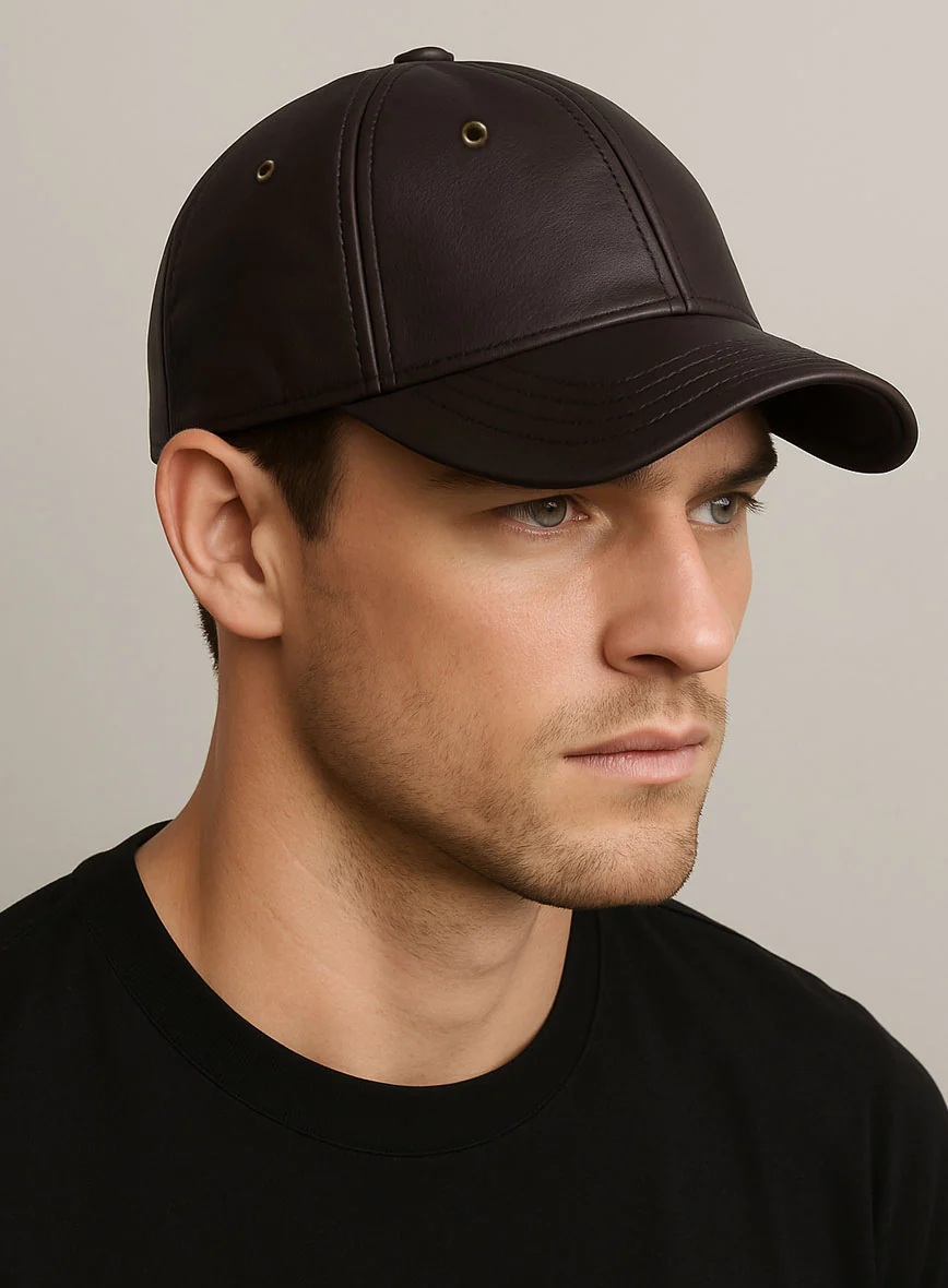 Brown Leather Sport Cap - Image 2
