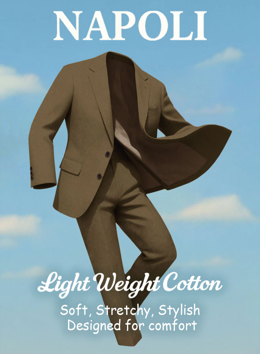 Brown Napoli Stretch Light Weight Cotton Pants - Image 4