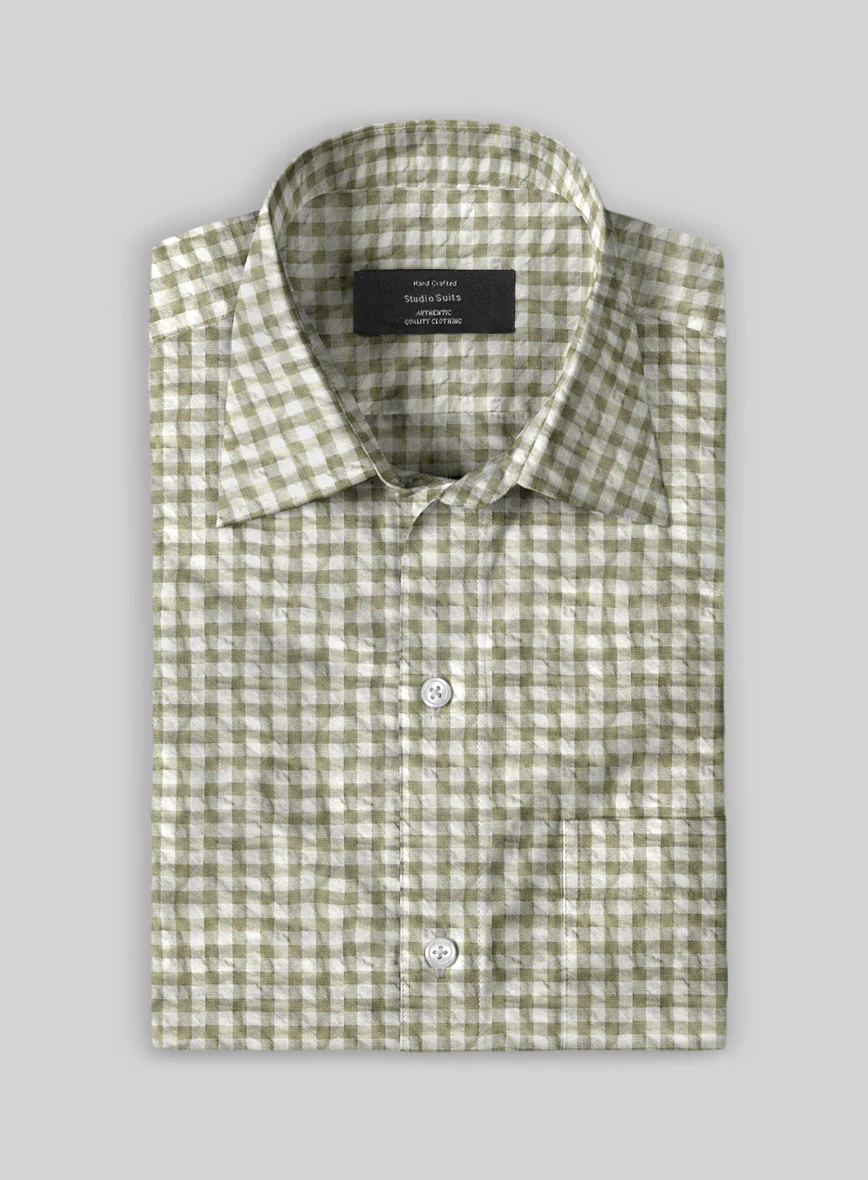 Brown Seersucker Cotton Shirt