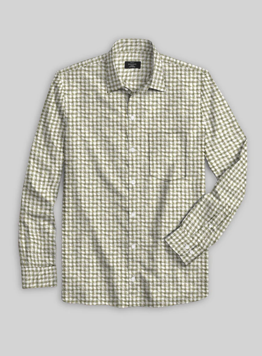Brown Seersucker Cotton Shirt - Image 3