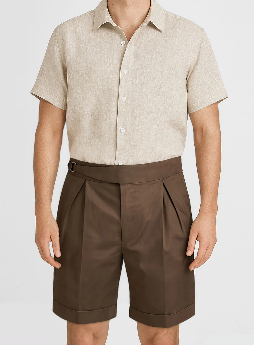 Brown Stretch Chino Gurkha Shorts - Image 2