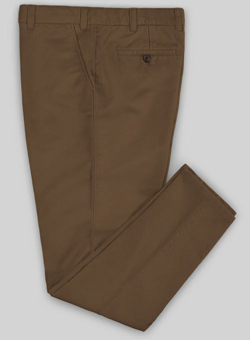 Washed Brown Stretch Chino Pants - Image 2