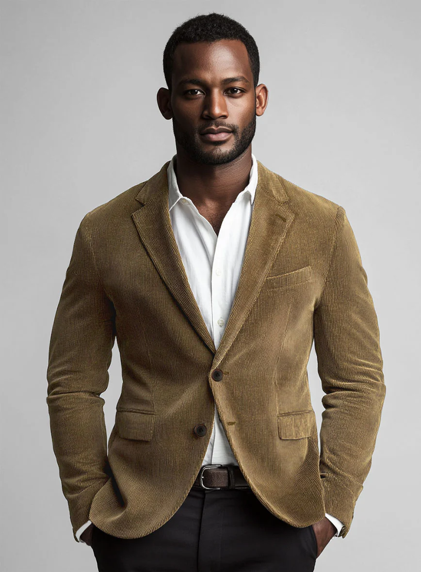 Brown Stretch Pin Corduroy Jacket - Image 2