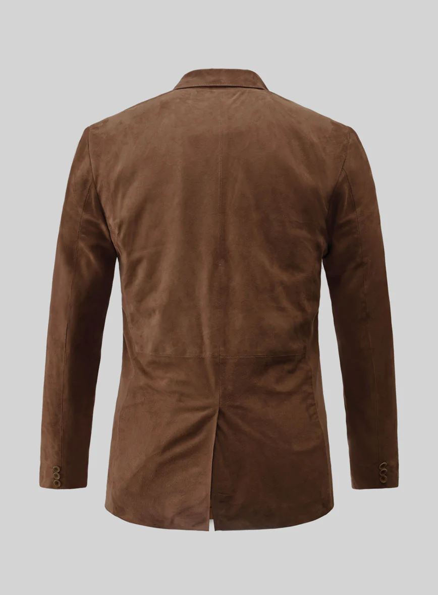 Brown Suede Leather Blazer - Image 3
