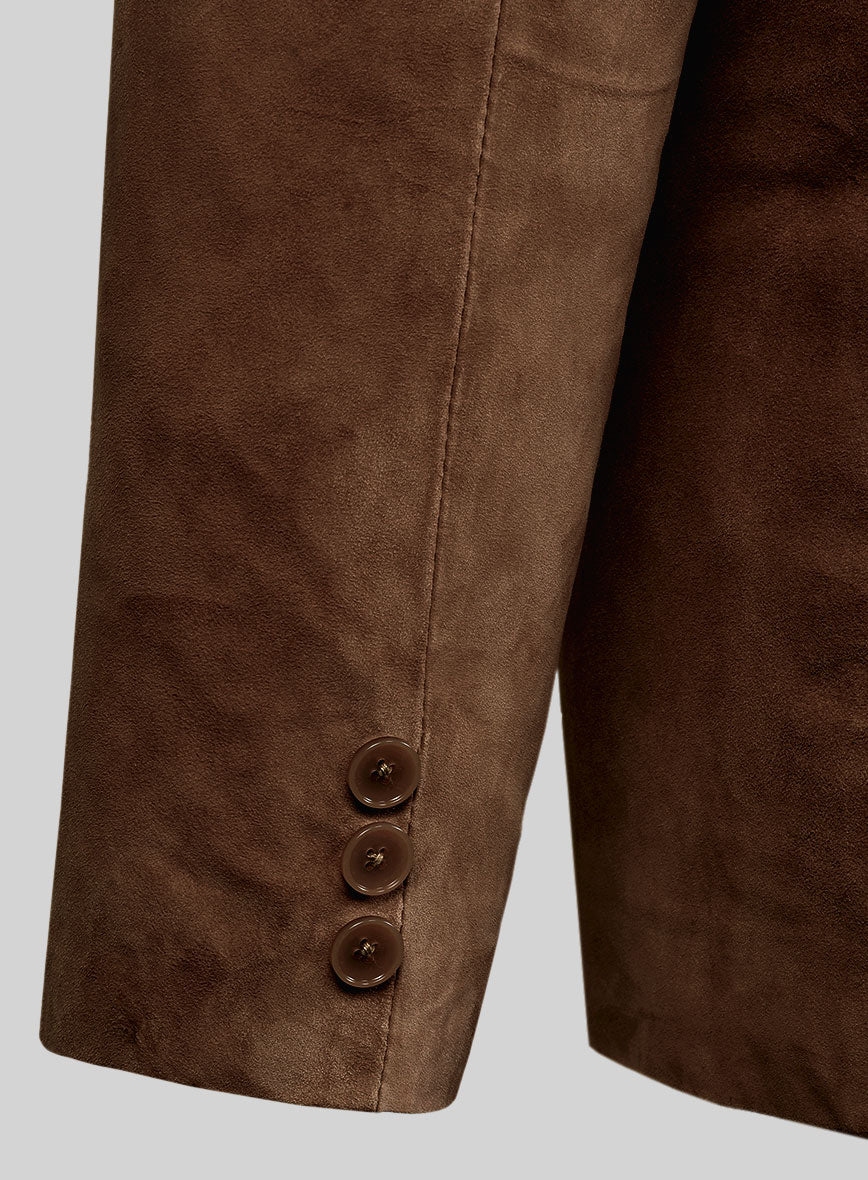 Brown Suede Leather Pea Coat - Image 2