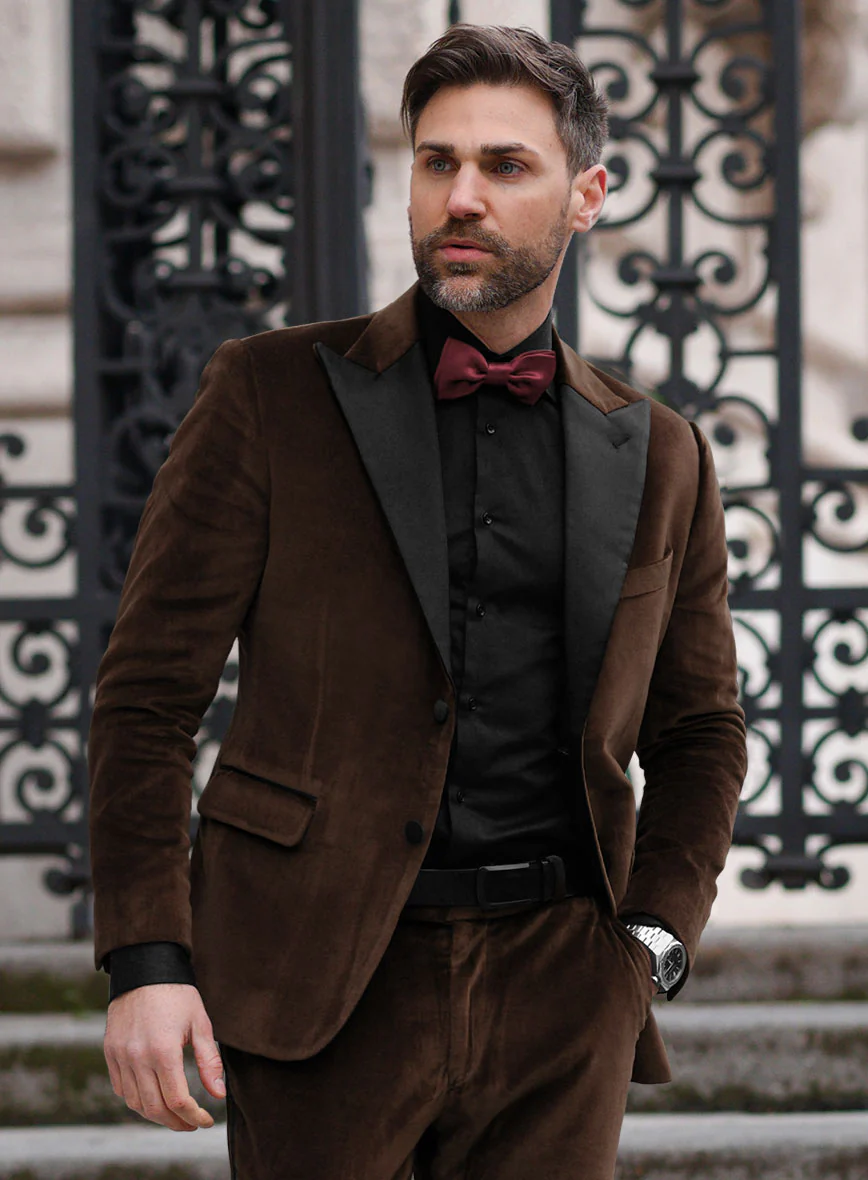 Brown Velvet Tuxedo Jacket - Image 3