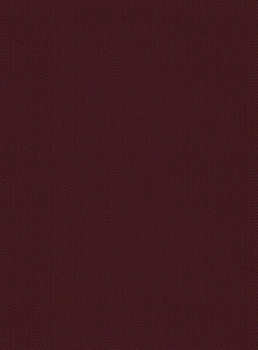 Burgundy Herringbone Cotton Shirt - Image 4