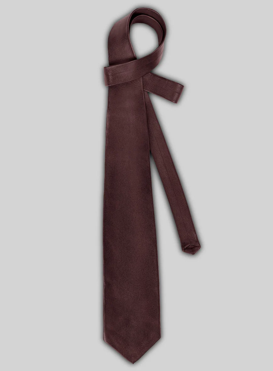 Burgundy Leather Tie - Image 3