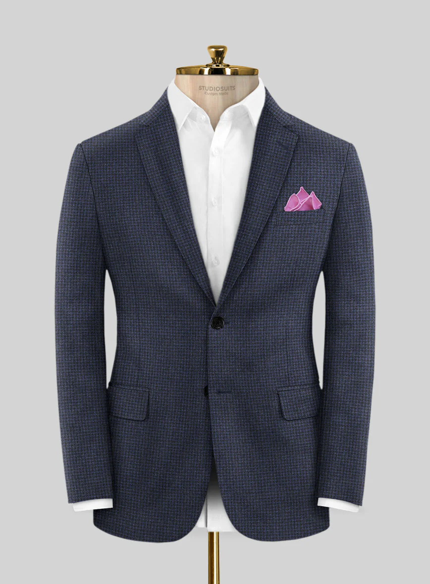 Caccioppoli Arixa Houndstooth Blue Wool Suit - Image 3
