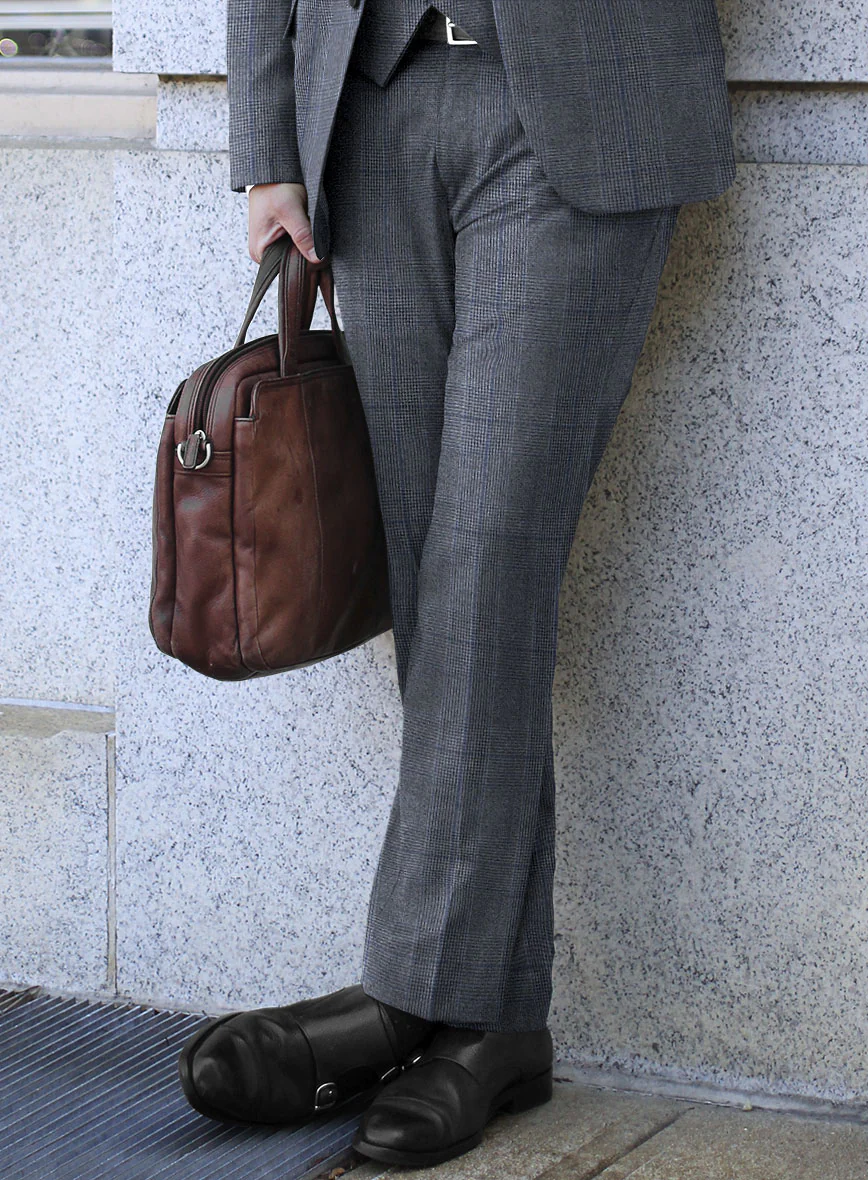 Caccioppoli Carpa Glen Blue Wool Pants - Image 2