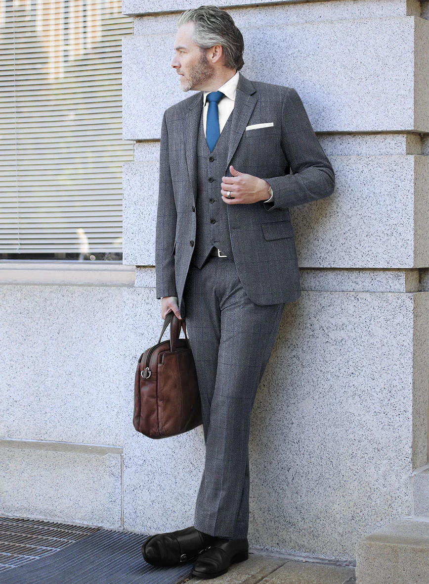 Caccioppoli Carpa Glen Blue Wool Suit - Image 2