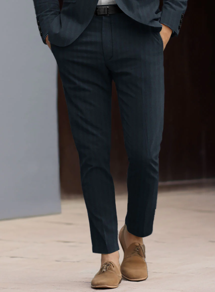 Caccioppoli Herringbone Blue Cotton Suit - Image 5