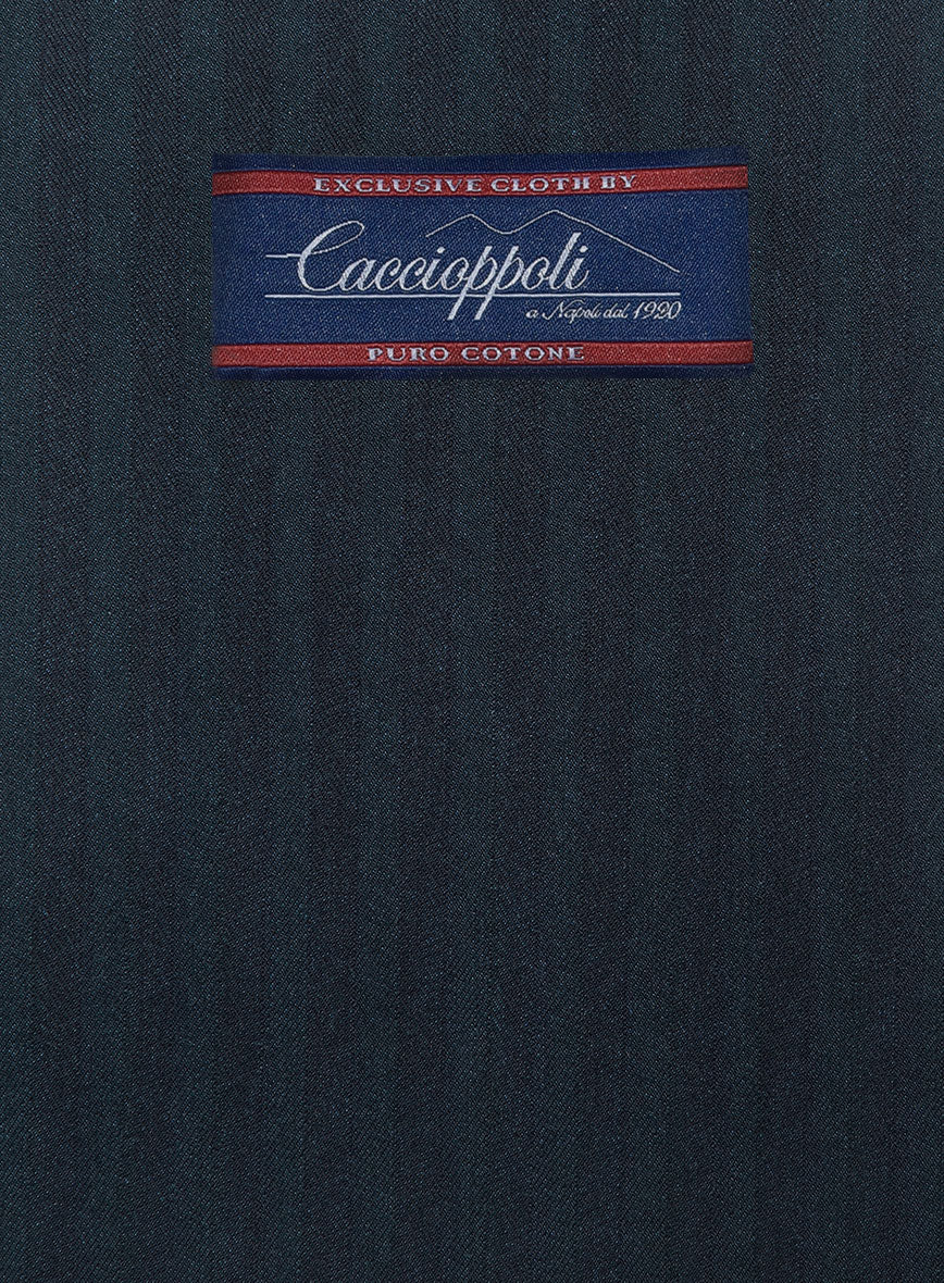Caccioppoli Herringbone Blue Cotton Suit - Image 7
