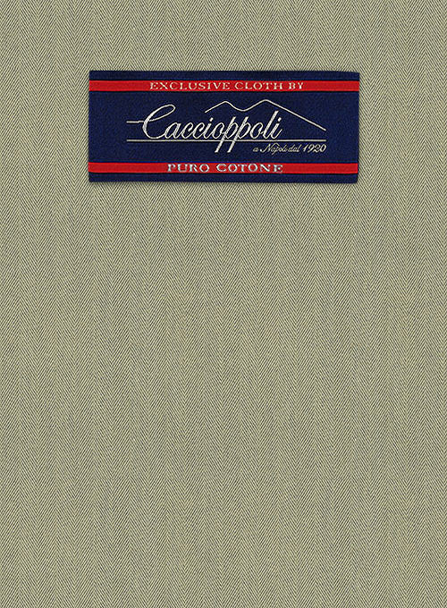 Caccioppoli Herringbone Solar Green Cotton Suit - Image 4