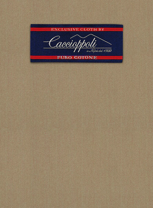 Caccioppoli Herringbone Solar Tan Cotton Suit - Image 2
