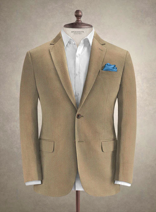 Caccioppoli Herringbone Solar Tan Cotton Suit - Image 3
