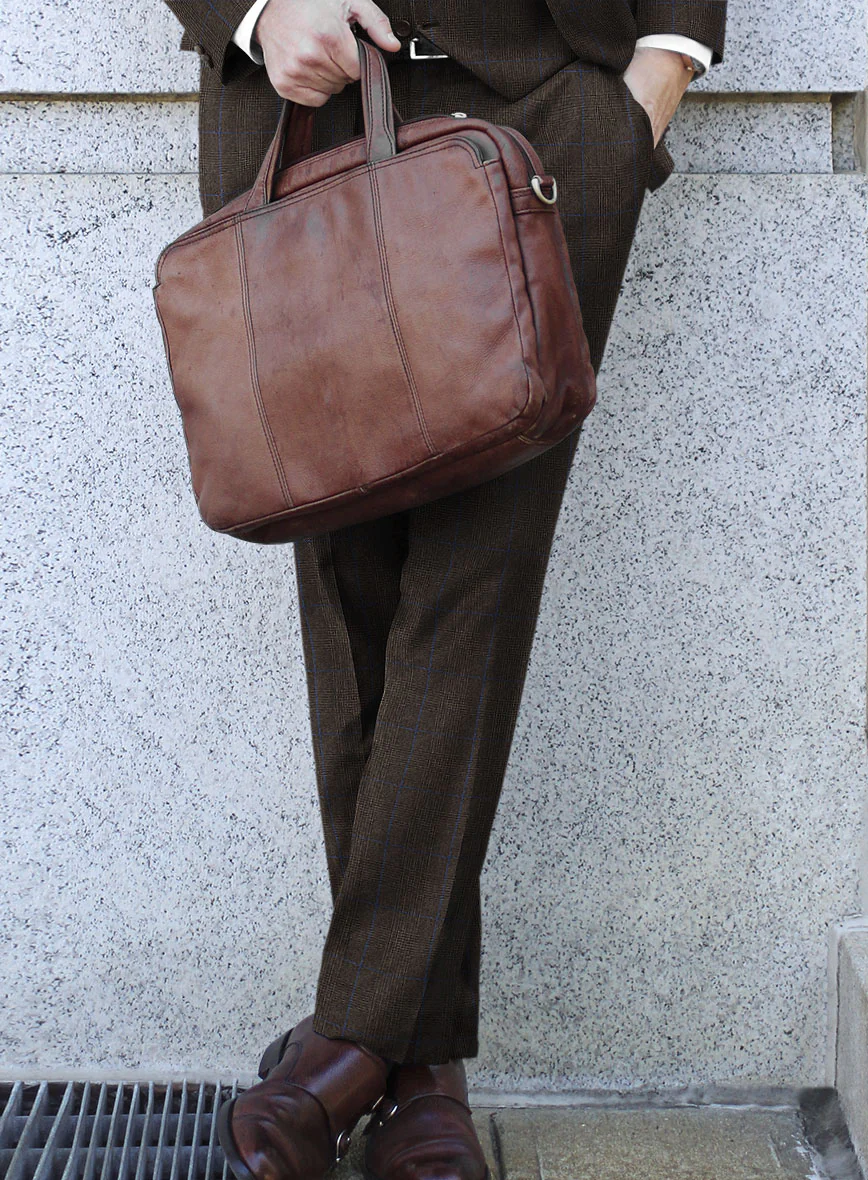 Caccioppoli Lenana Glen Brown Wool Pants - Image 2