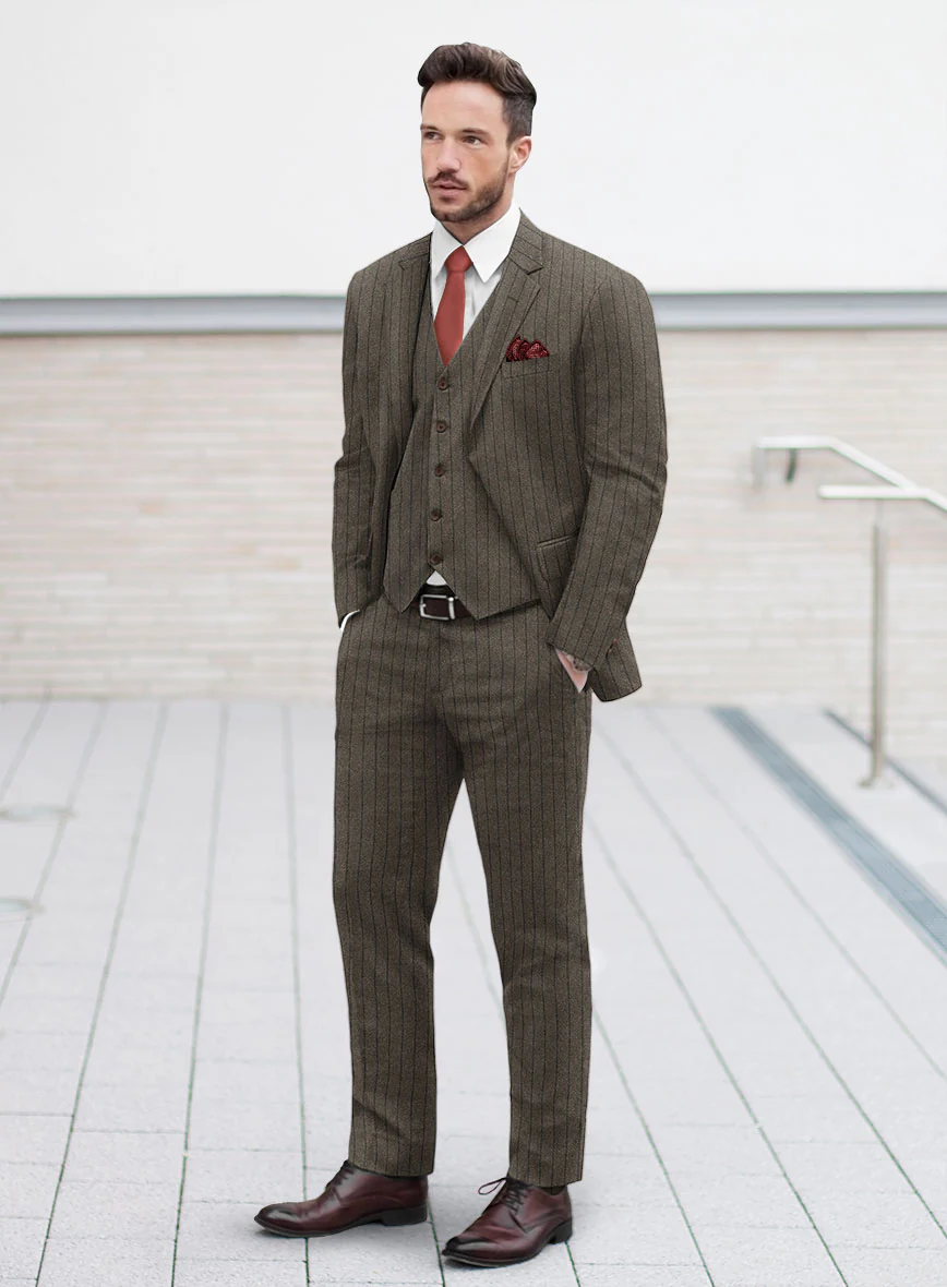 Caccioppoli Posa Dark Brown Wool Suit - Image 2