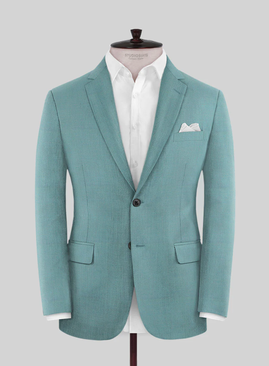 Caccioppoli Sun Dream Aqua Blue Wool Silk Suit - Image 3