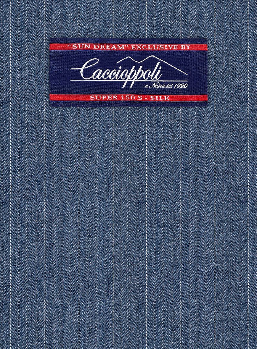Caccioppoli Sun Dream Bansco Blue Wool Silk Pants - Image 3