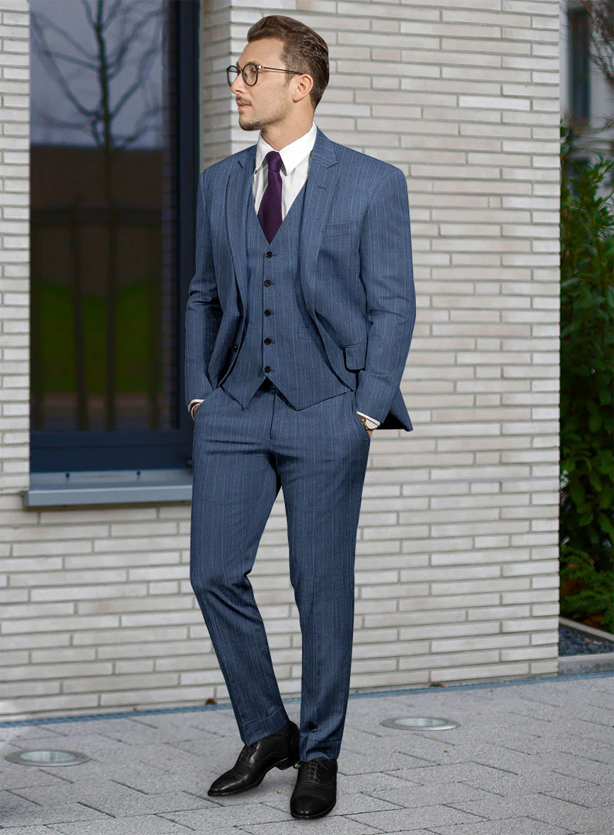 Caccioppoli Sun Dream Bansco Blue Wool Silk Suit - Image 2