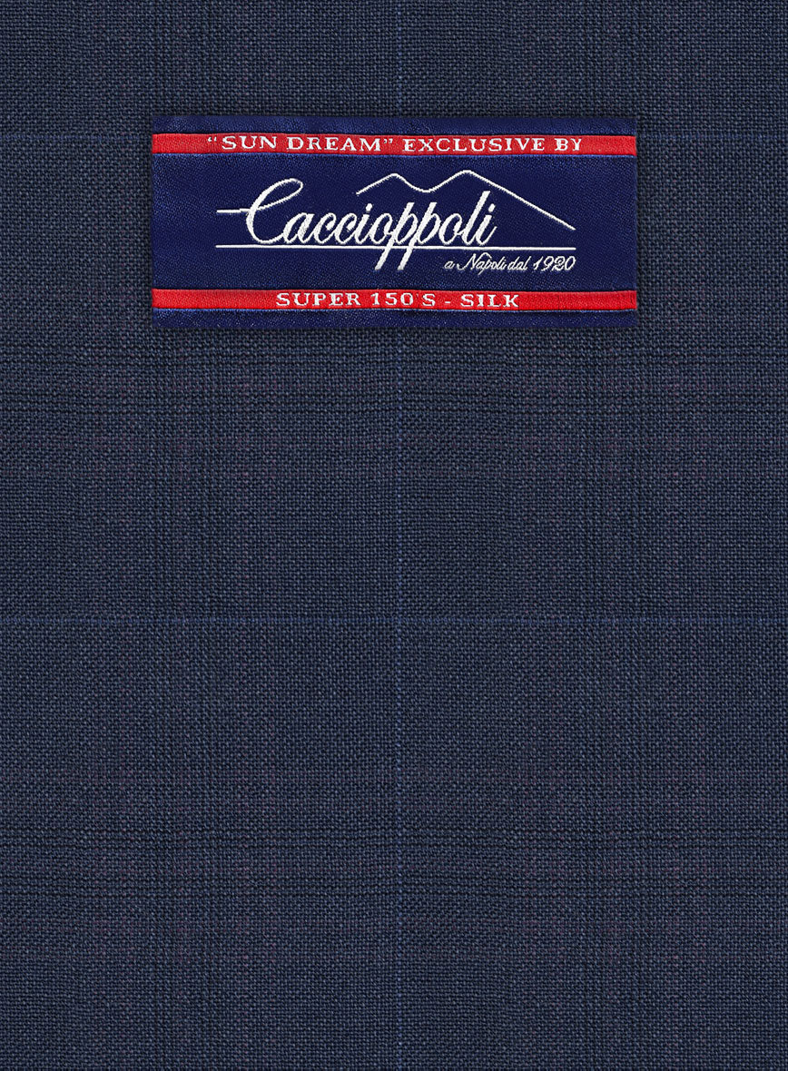 Caccioppoli Sun Dream Brinco Blue Wool Silk Pants - Image 3