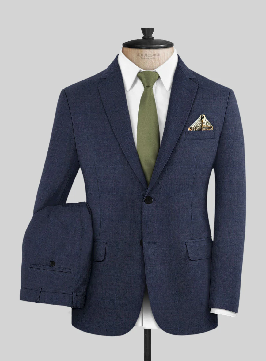 Caccioppoli Sun Dream Brinco Blue Wool Silk Suit