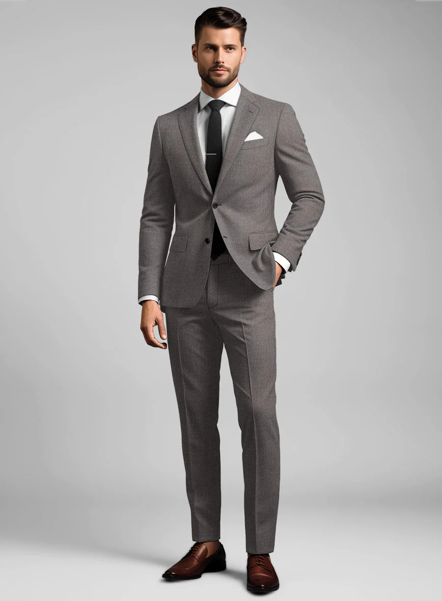 Caccioppoli Sun Dream Brown Wool Silk Suit - Image 2