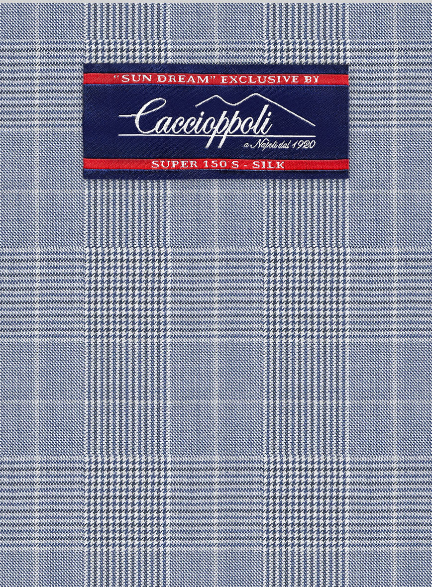 Caccioppoli Sun Dream Dorna Blue Wool Silk Suit - Image 5