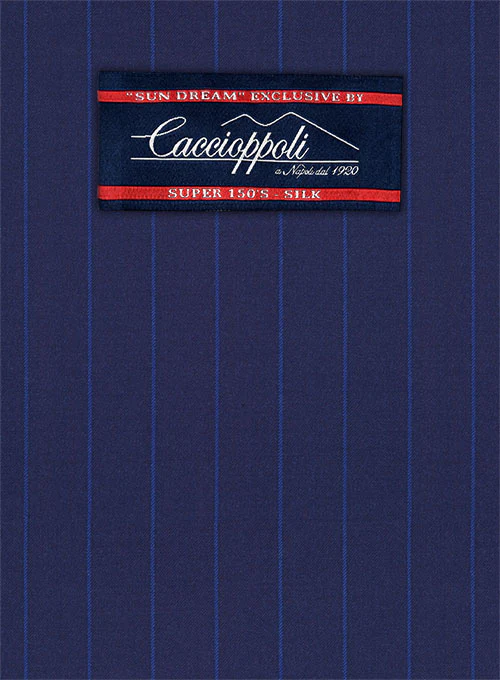 Caccioppoli Sun Dream Frozo Blue Wool Silk Pants - Image 2