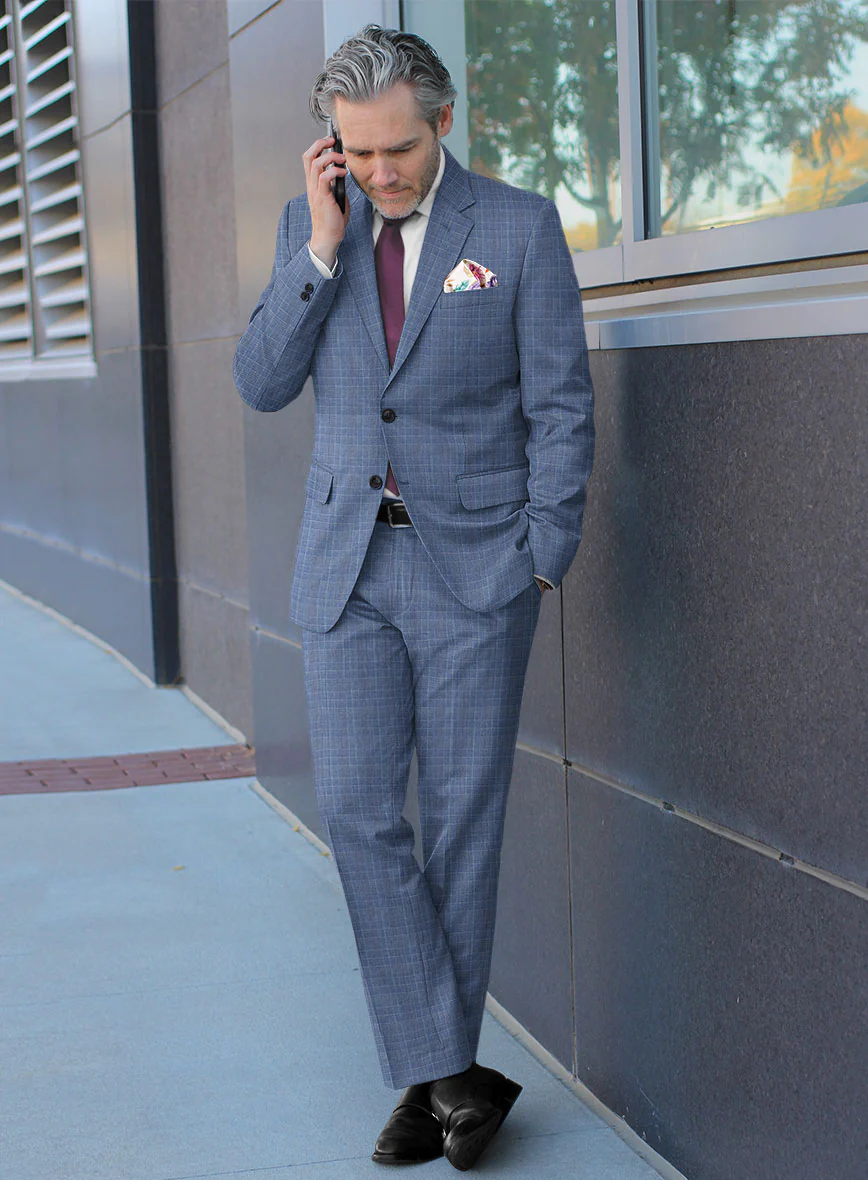 Caccioppoli Sun Dream Lisarn Blue Wool Silk Suit - Image 2