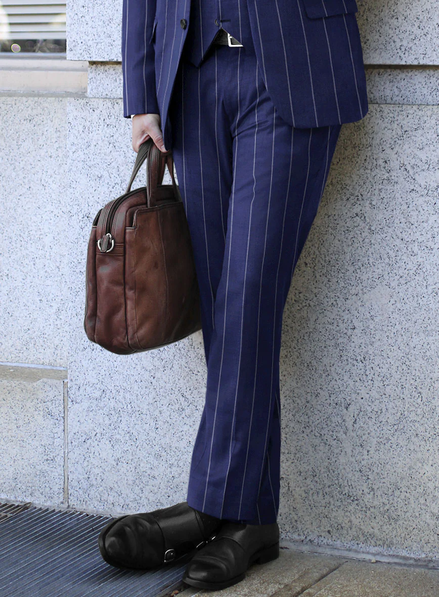 Caccioppoli Sun Dream Omiro Royal Blue Wool Silk Pants - Image 2