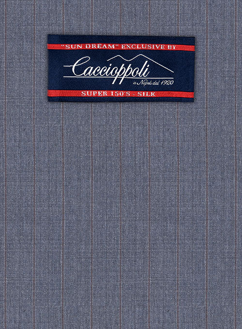 Caccioppoli Sun Dream Polico Blue Wool Silk Suit - Image 2