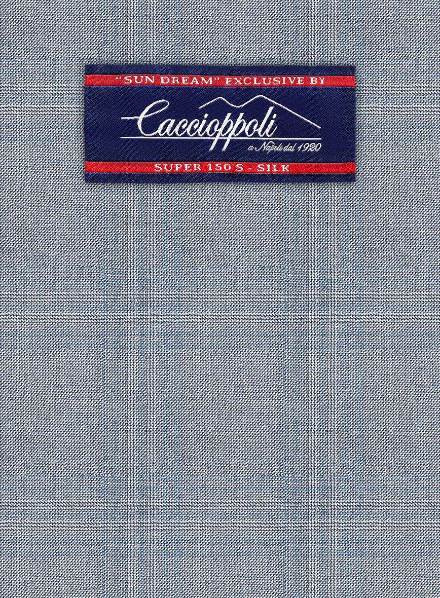 Caccioppoli Sun Dream Quirrt Light Blue Wool Silk Suit - Image 6