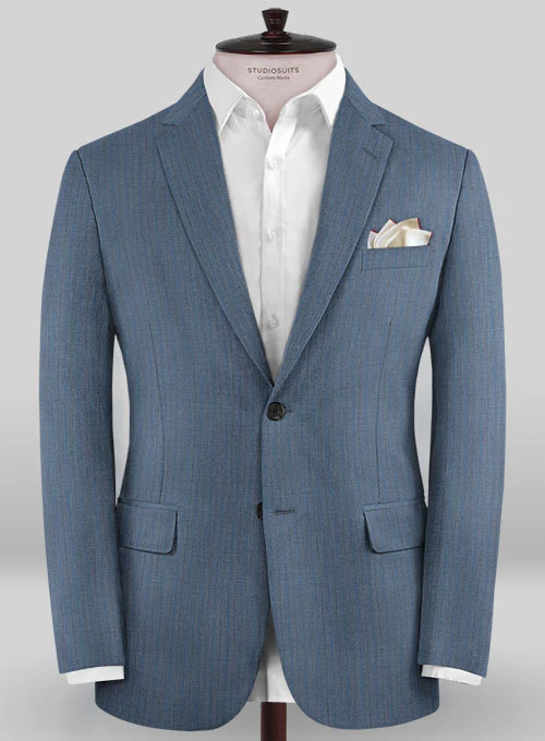 Caccioppoli Sun Dream Risca Blue Wool Silk Suit - Image 3