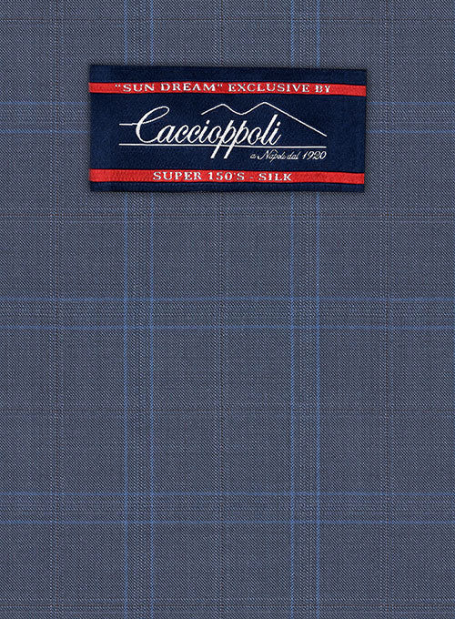 Caccioppoli Sun Dream Ronzi Blue Wool Silk Suit - Image 2